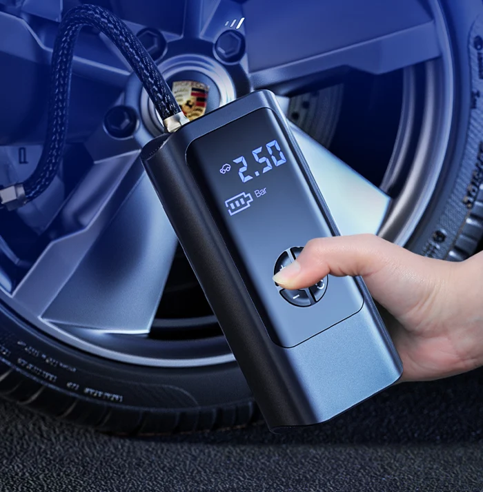 Dual-Power Inflator For Home And Travel, Compact Air Compressor