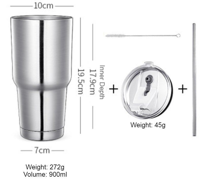 Travel Mug In Stainless Steel With Dual Layer Insulation And Reusable Straw