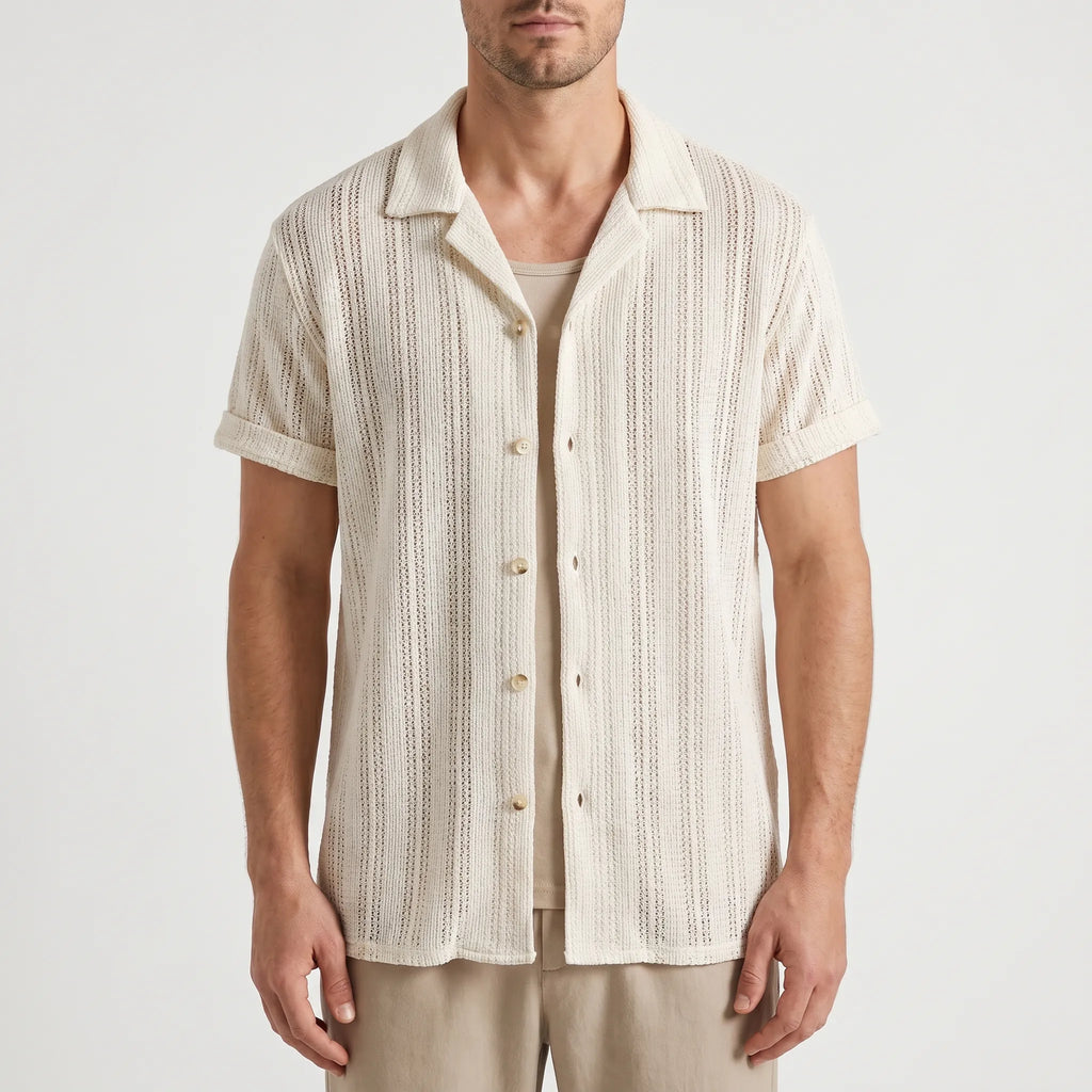 Textured Short Sleeve Shirt -  Summer Holidays - Ormexis
