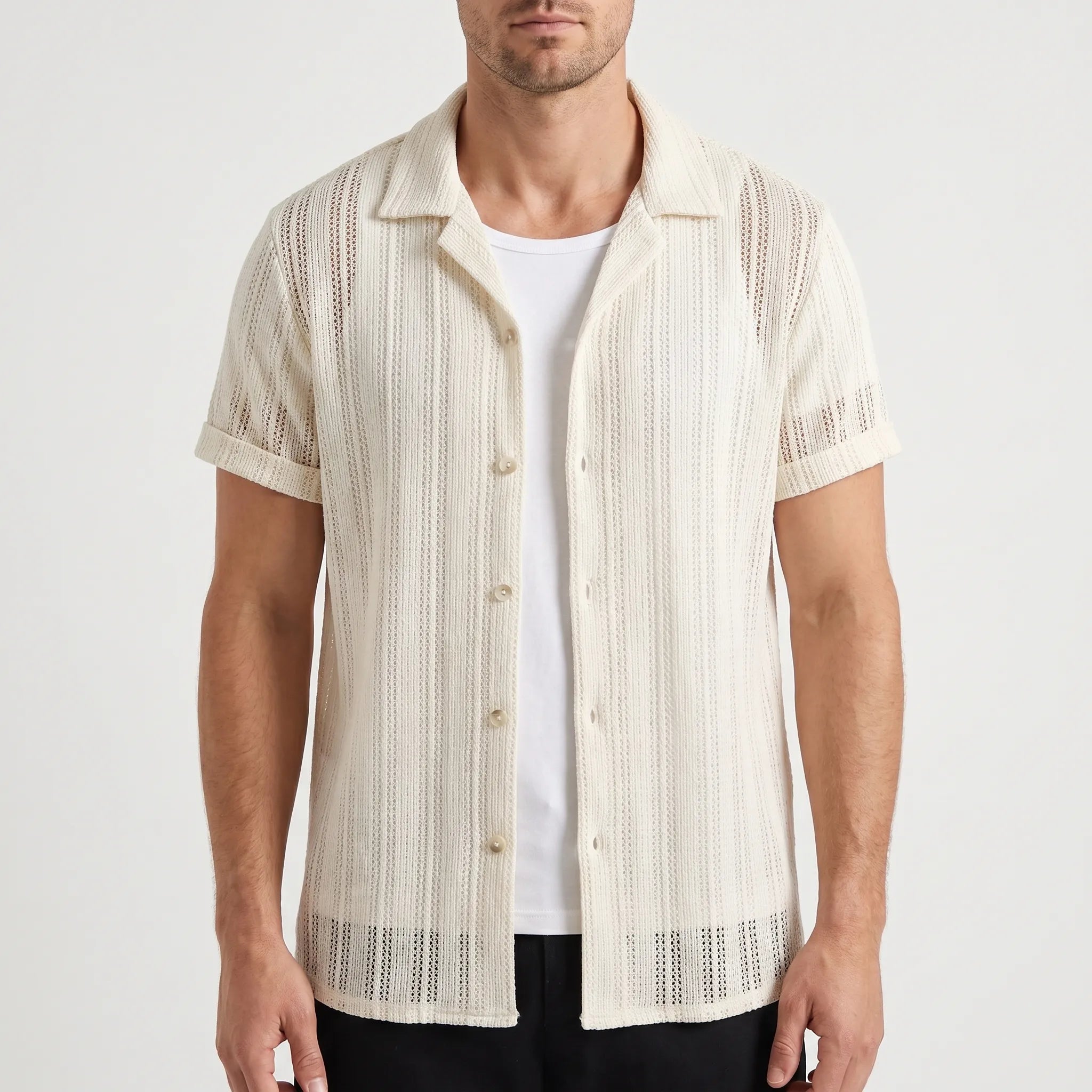 Textured Short Sleeve Shirt -  Summer Holidays - Ormexis
