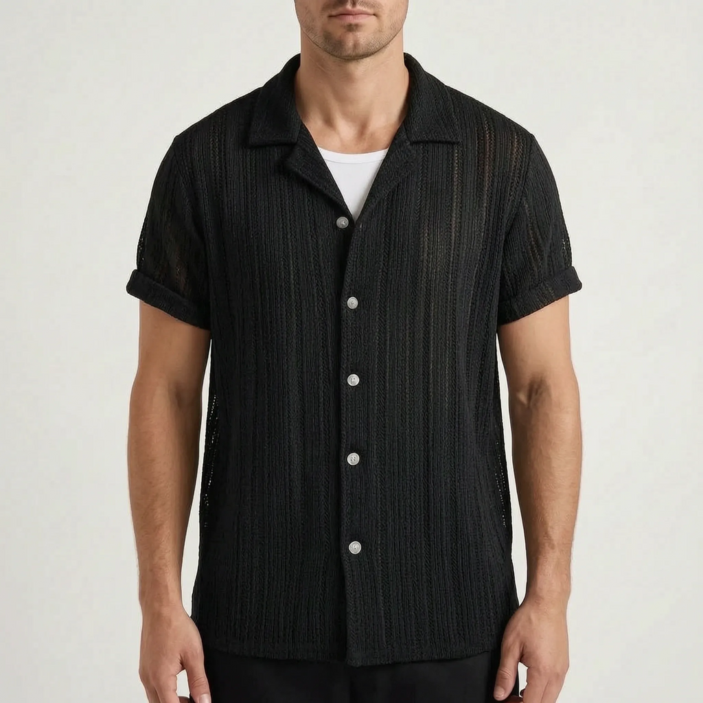 Textured Short Sleeve Shirt -  Summer Holidays - Ormexis
