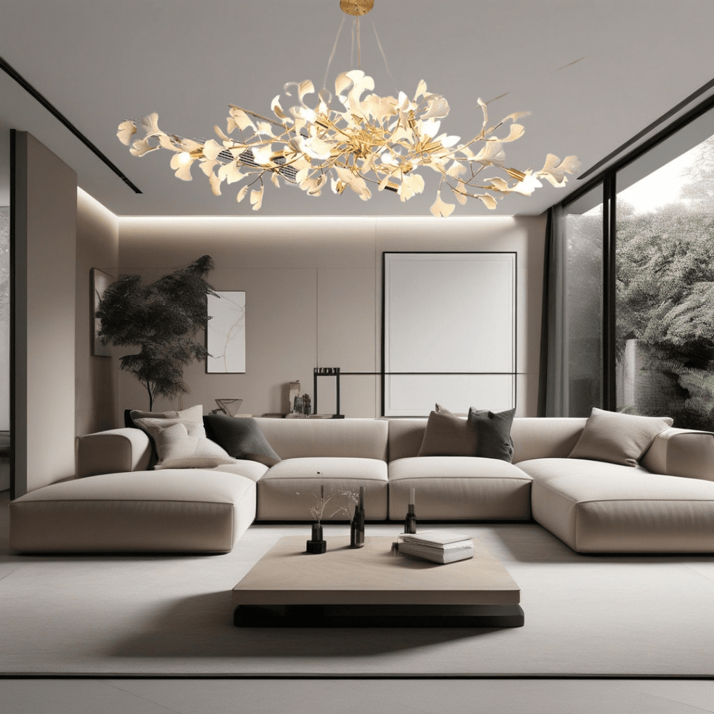 Aurelia Ginkgo Leaf Chandelier With Handcrafted Ceramic Petal Accents