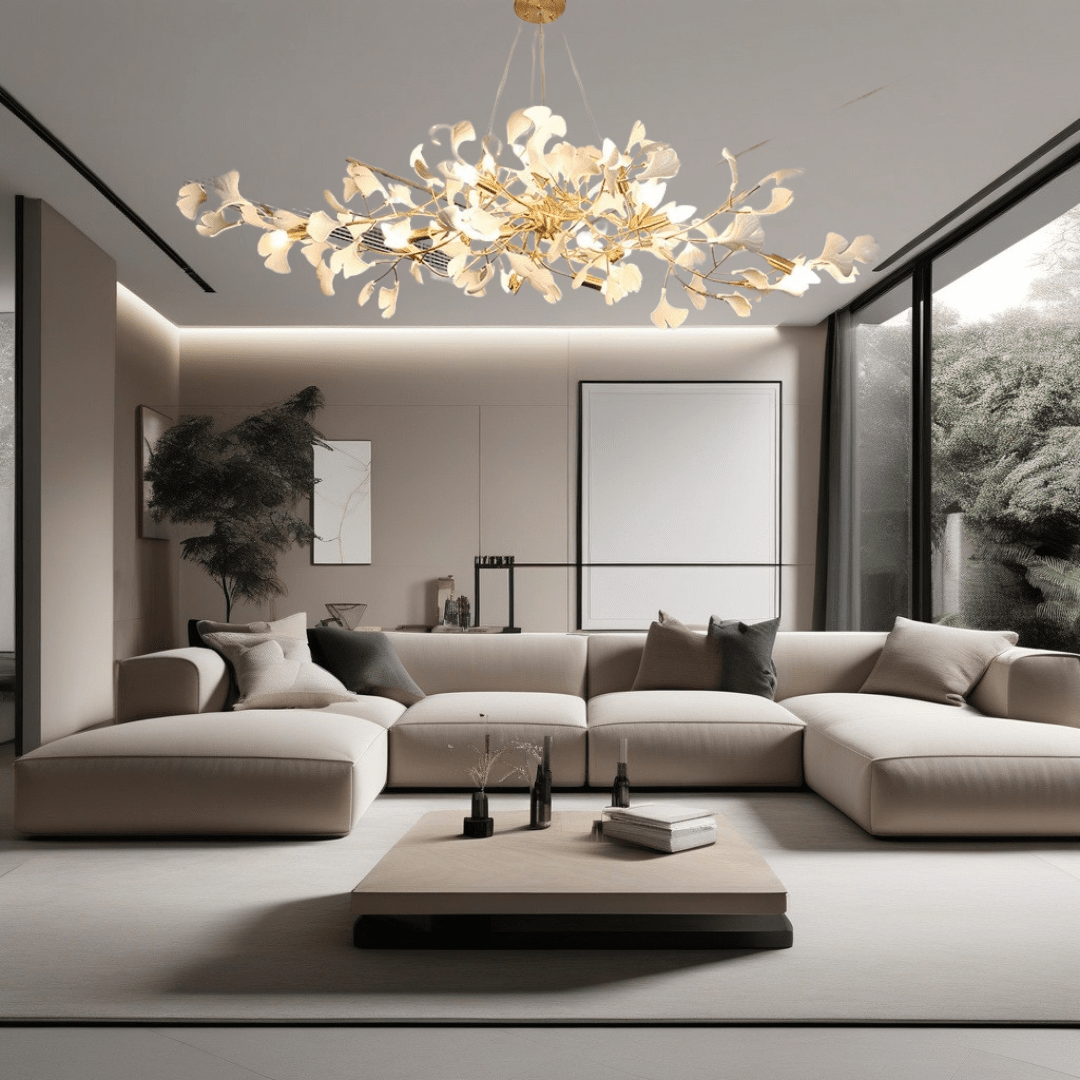 Aurelia Ginkgo Leaf Chandelier With Handcrafted Ceramic Petal Accents