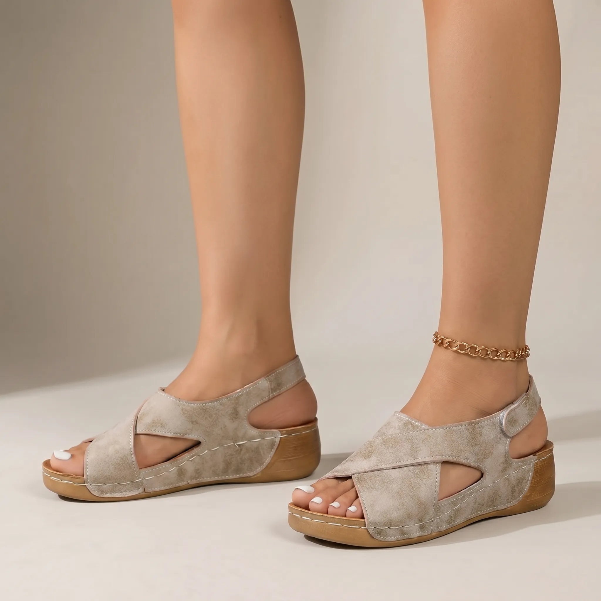 Slingback Wedge Sandals -  Walking On Holiday - Ormexis