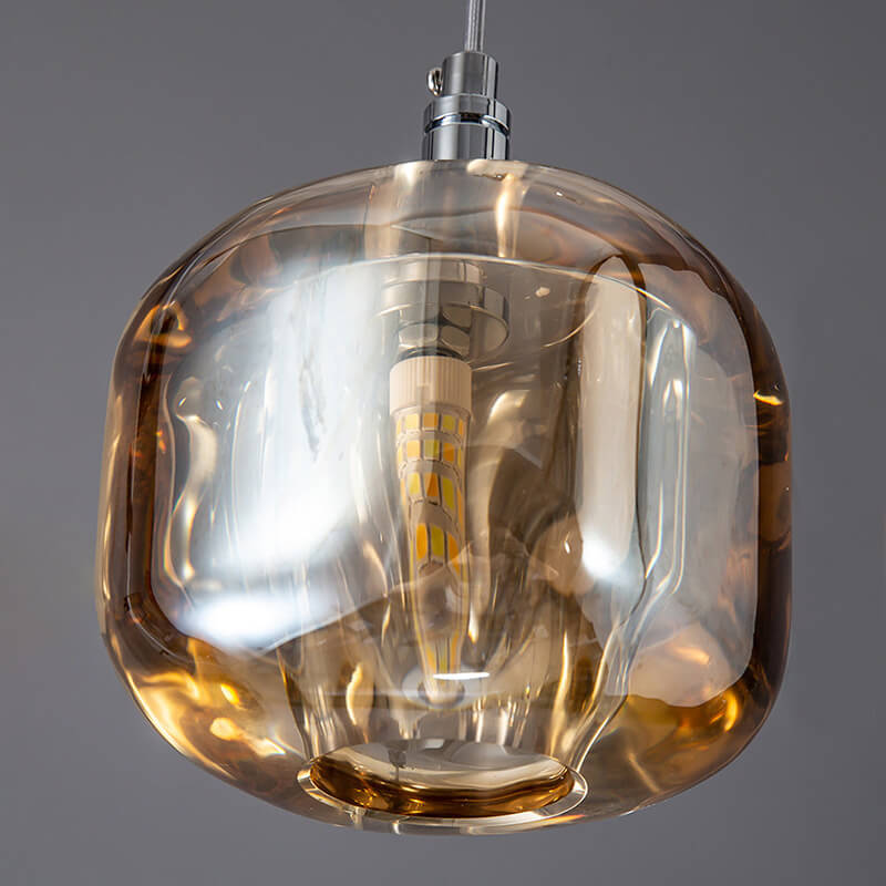 Multicolor Glass Pendant Light Fixture With Layered Lighting
