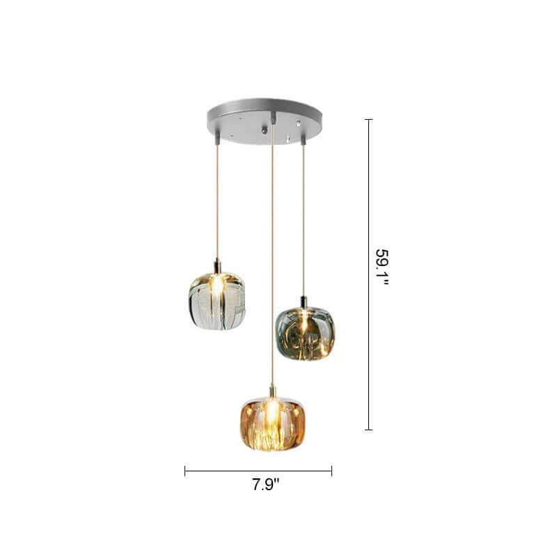Multicolor Glass Pendant Light Fixture With Layered Lighting