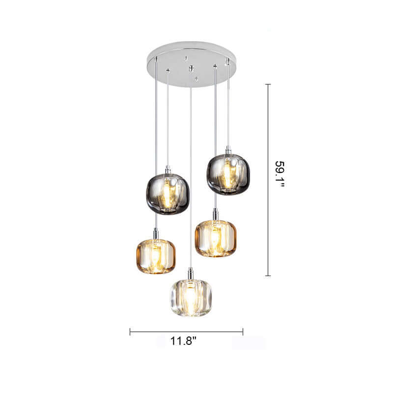Multicolor Glass Pendant Light Fixture With Layered Lighting