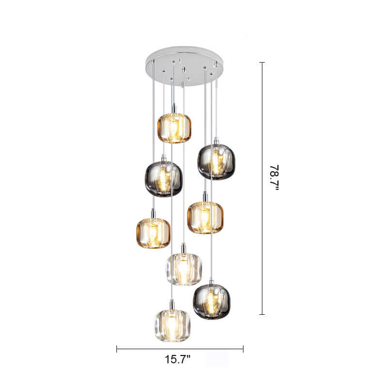 Multicolor Glass Pendant Light Fixture With Layered Lighting