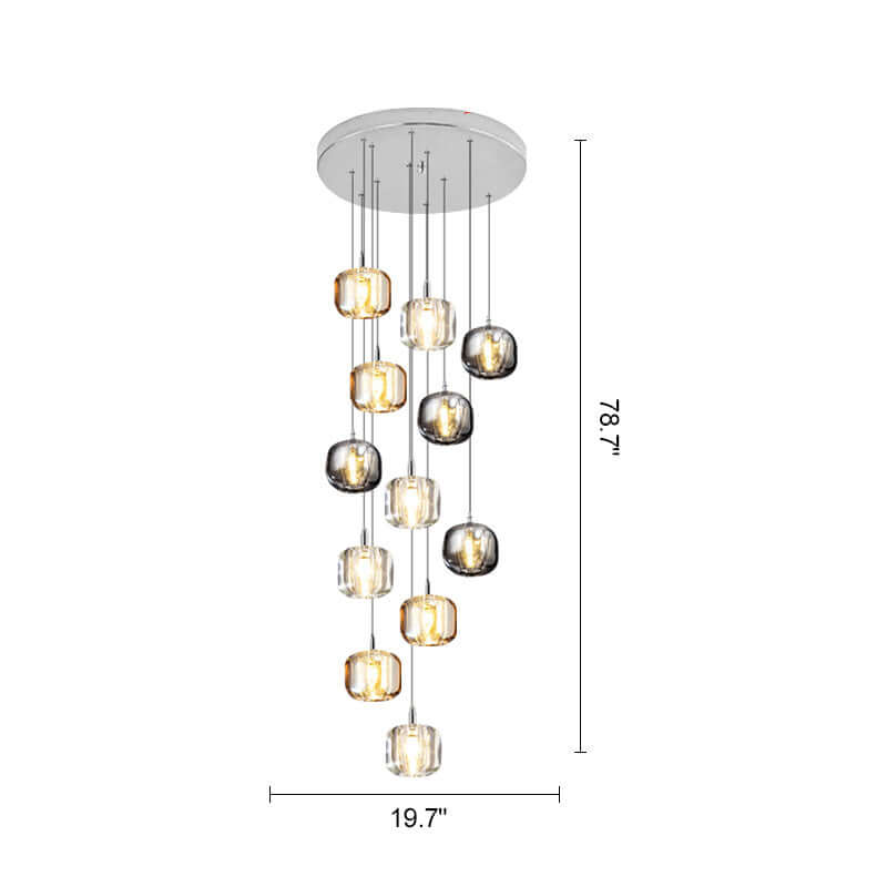 Multicolor Glass Pendant Light Fixture With Layered Lighting