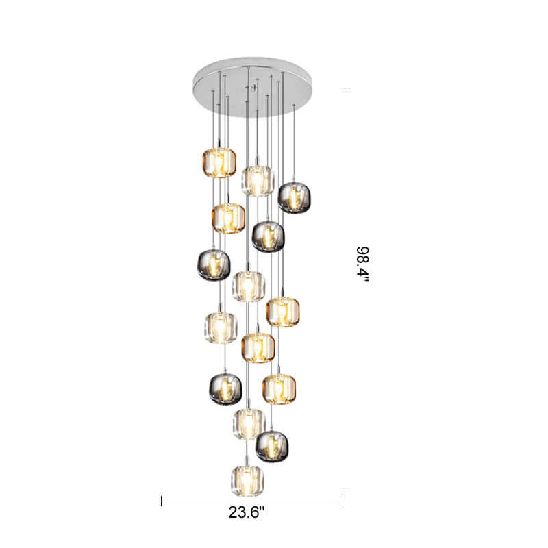 Multicolor Glass Pendant Light Fixture With Layered Lighting