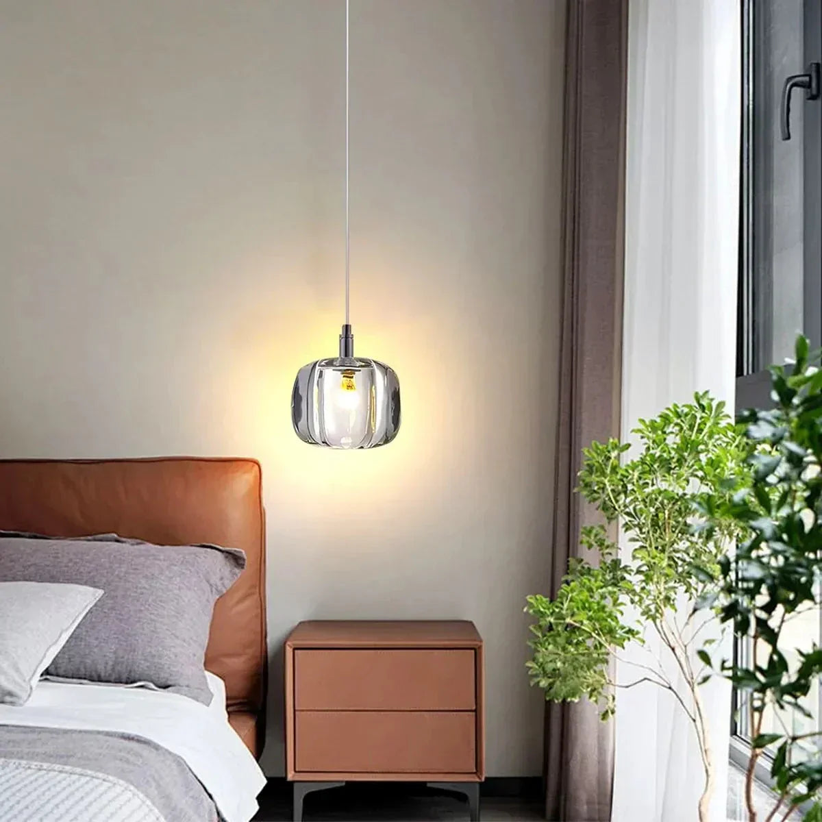 Multicolor Glass Pendant Light Fixture With Layered Lighting