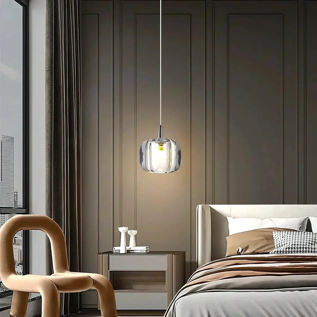 Multicolor Glass Pendant Light Fixture With Layered Lighting