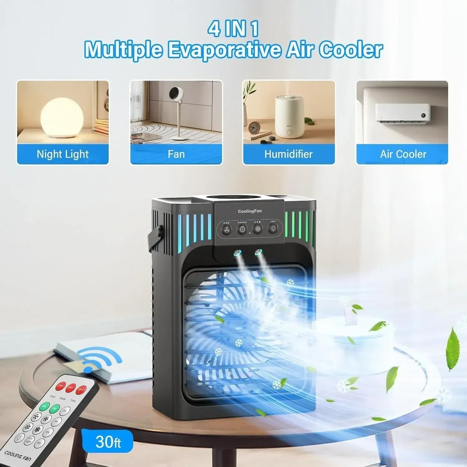 Desktop Air Cooler With Remote Control For Personal Comfort At Home Or Office
