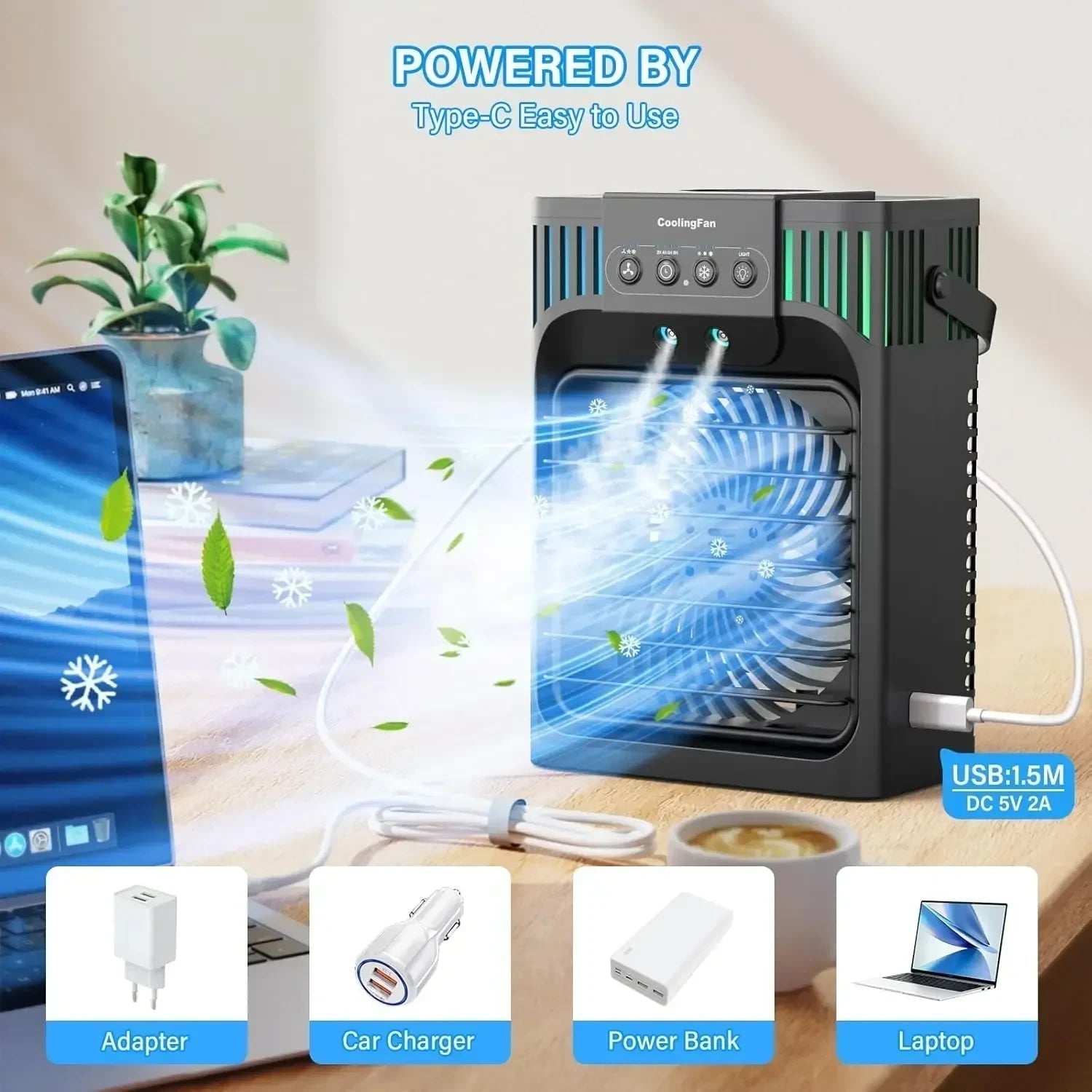 Desktop Air Cooler With Remote Control For Personal Comfort At Home Or Office