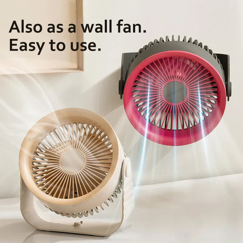 Portable Desk Fan With 3600 mAh Battery And Four Speed Settings For Home Or Travel