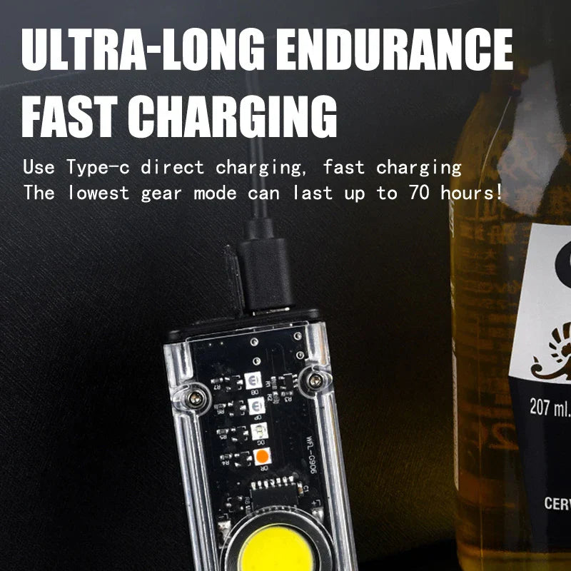 Tiny Keychain Flashlight With Bright LED Rechargeable Navigation Torch