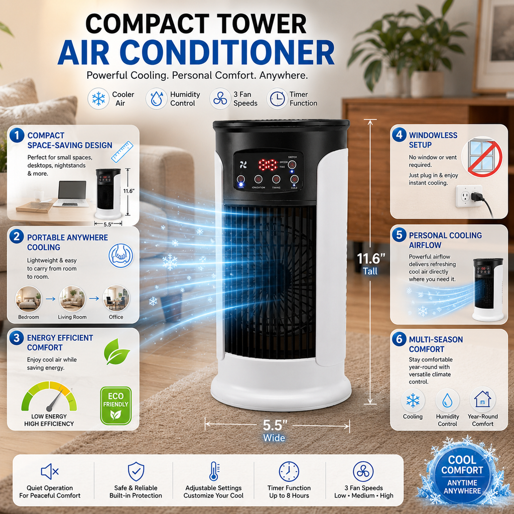 Small Portable Cooling Unit With Dehumidifier For All-Season Comfort