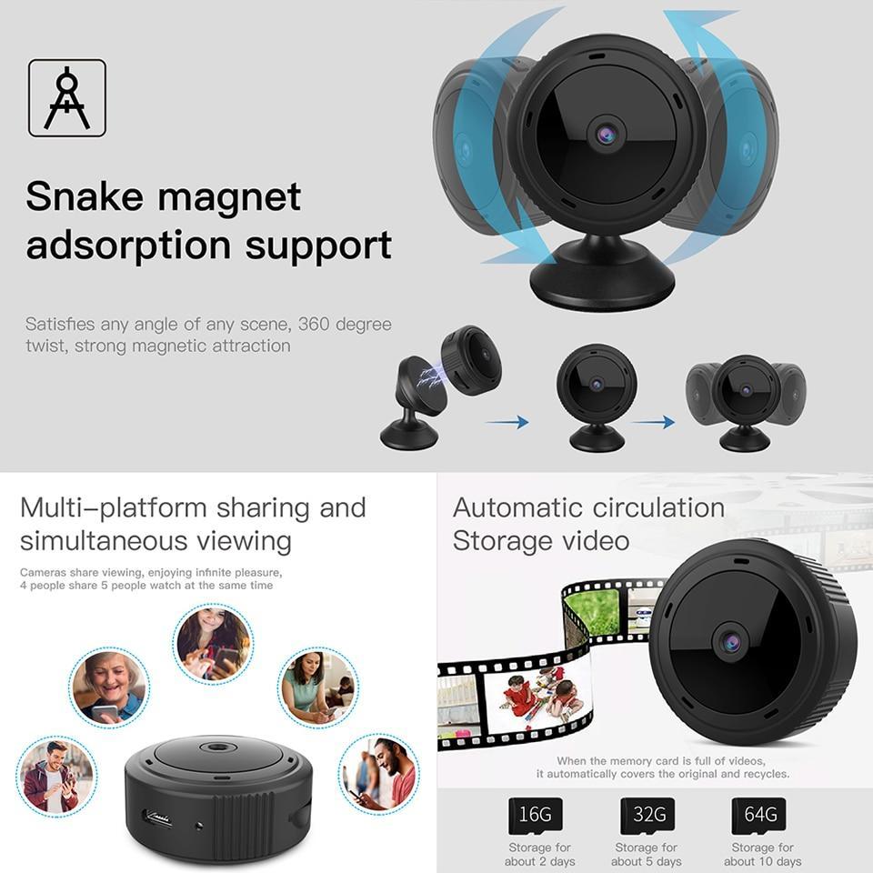 Mini WiFi Security Camera 1080P Night Vision Remote Home Monitoring