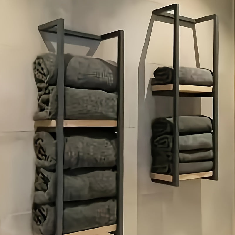Modern Metal Towel Rack With Waterproof Shelf For Small Bathrooms