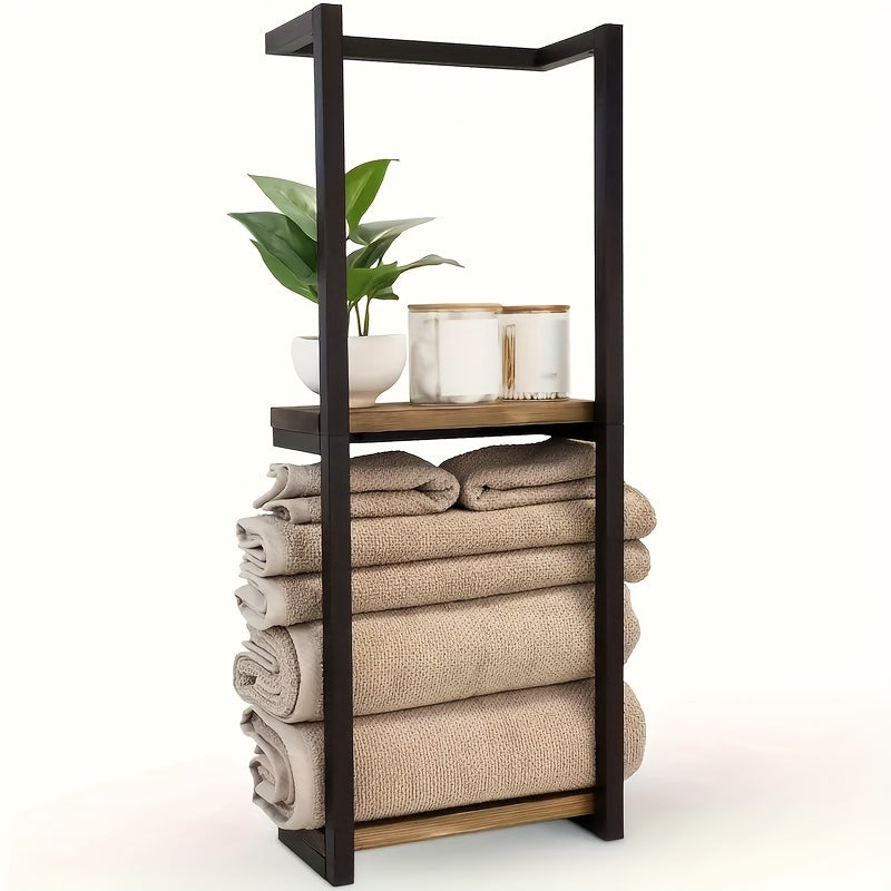 Modern Metal Towel Rack With Waterproof Shelf For Small Bathrooms