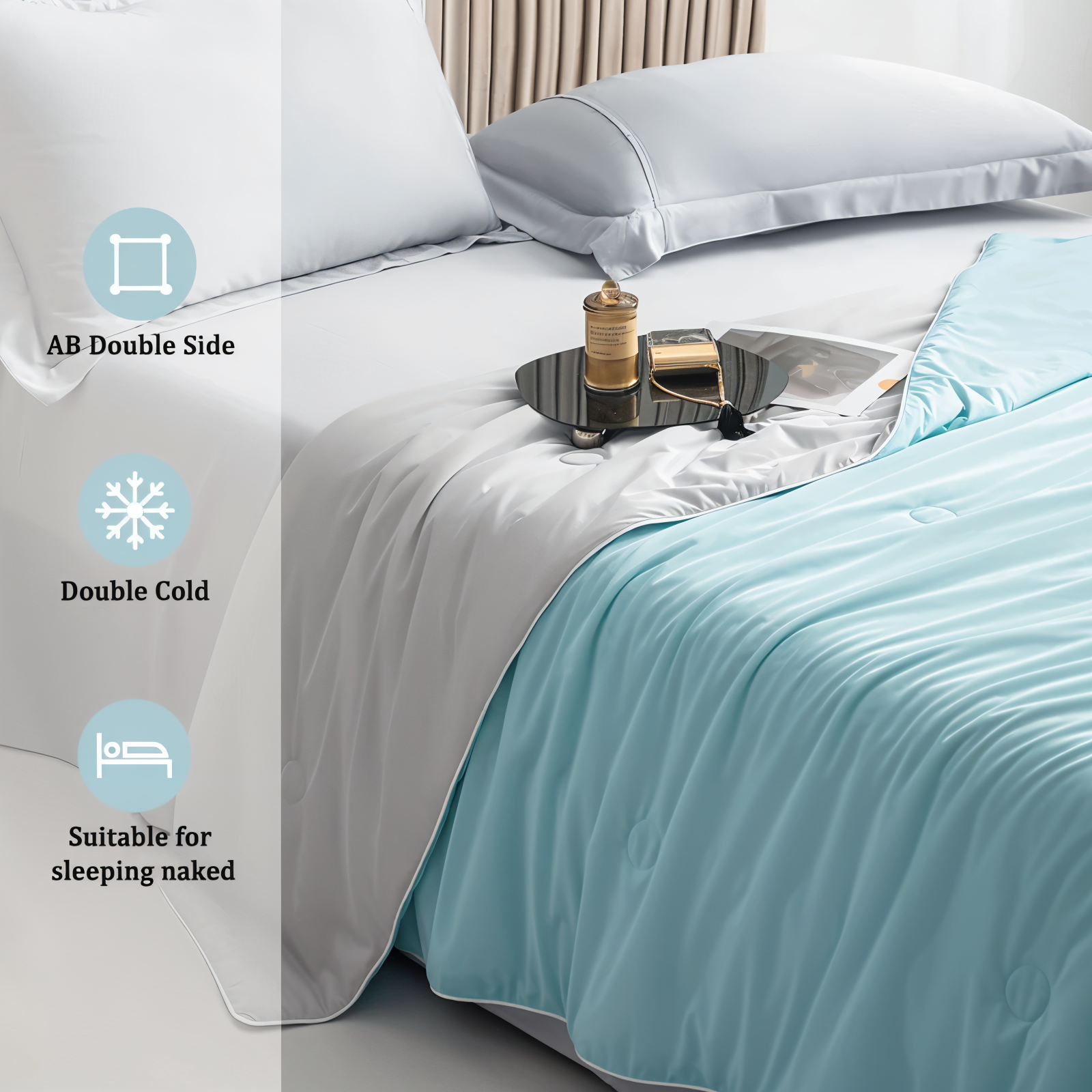 SnowPlume Cooling Blanket, Reversible Bed Cover, Hypoallergenic Comfort for Hot Sleepers