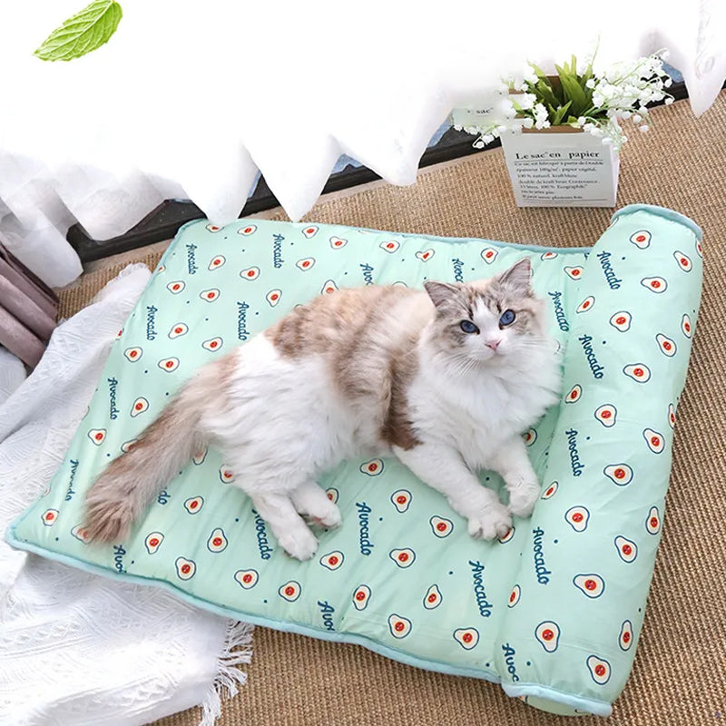 Pet Mat With Plush Cushion And Cooling Surface For Dogs And Cats