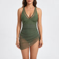 Ruched One-Piece Swim Dress -  Beach Holidays - Ormexis
