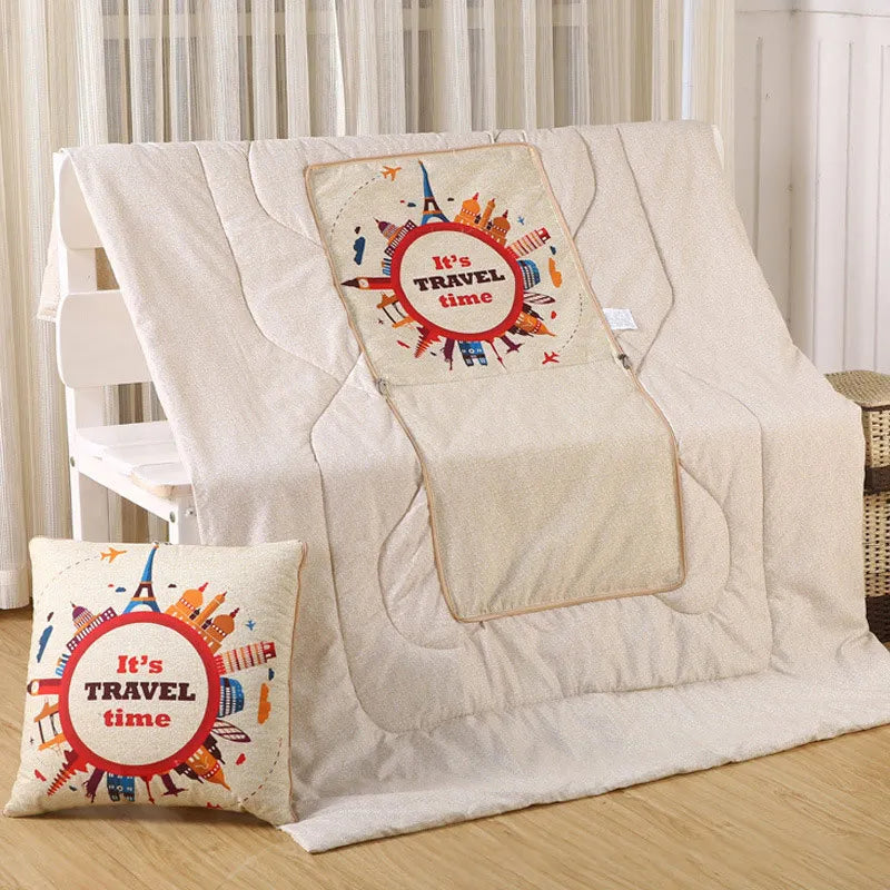Versatile Pillow And Blanket Duo With Soft Polyester Fill For Cozy Comfort