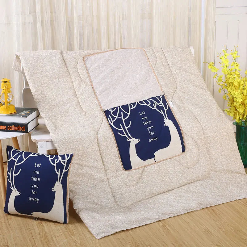 Versatile Pillow And Blanket Duo With Soft Polyester Fill For Cozy Comfort