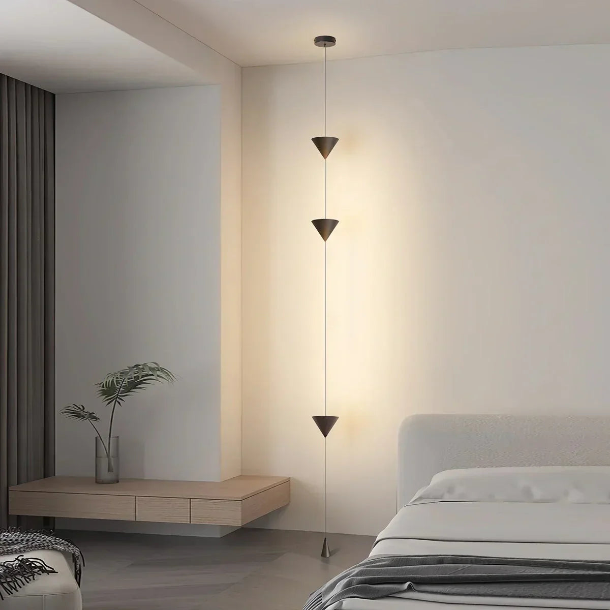 Cone Shaped Pendant Floor Lamp With Ambient LED Lighting