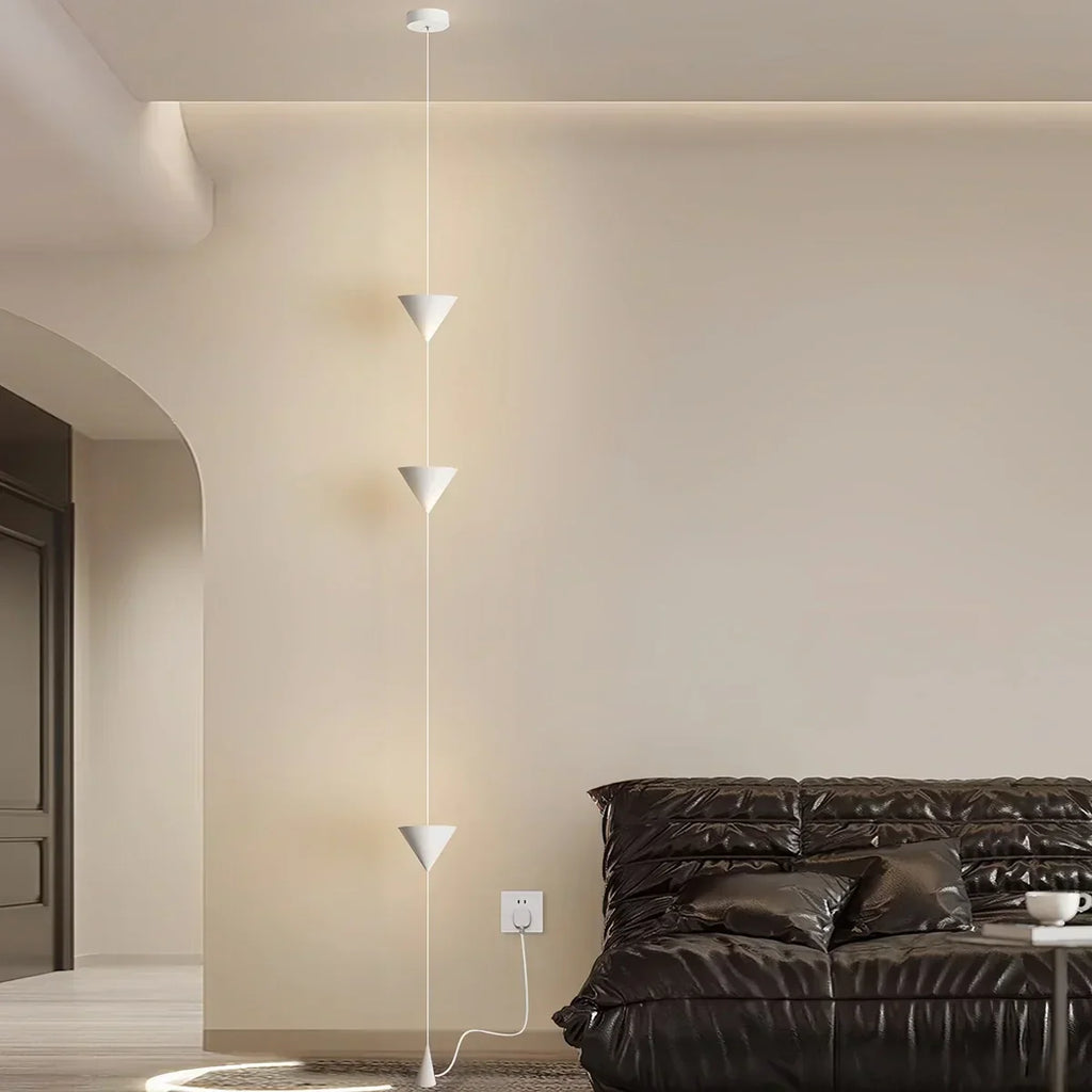 Cone Shaped Pendant Floor Lamp With Ambient LED Lighting