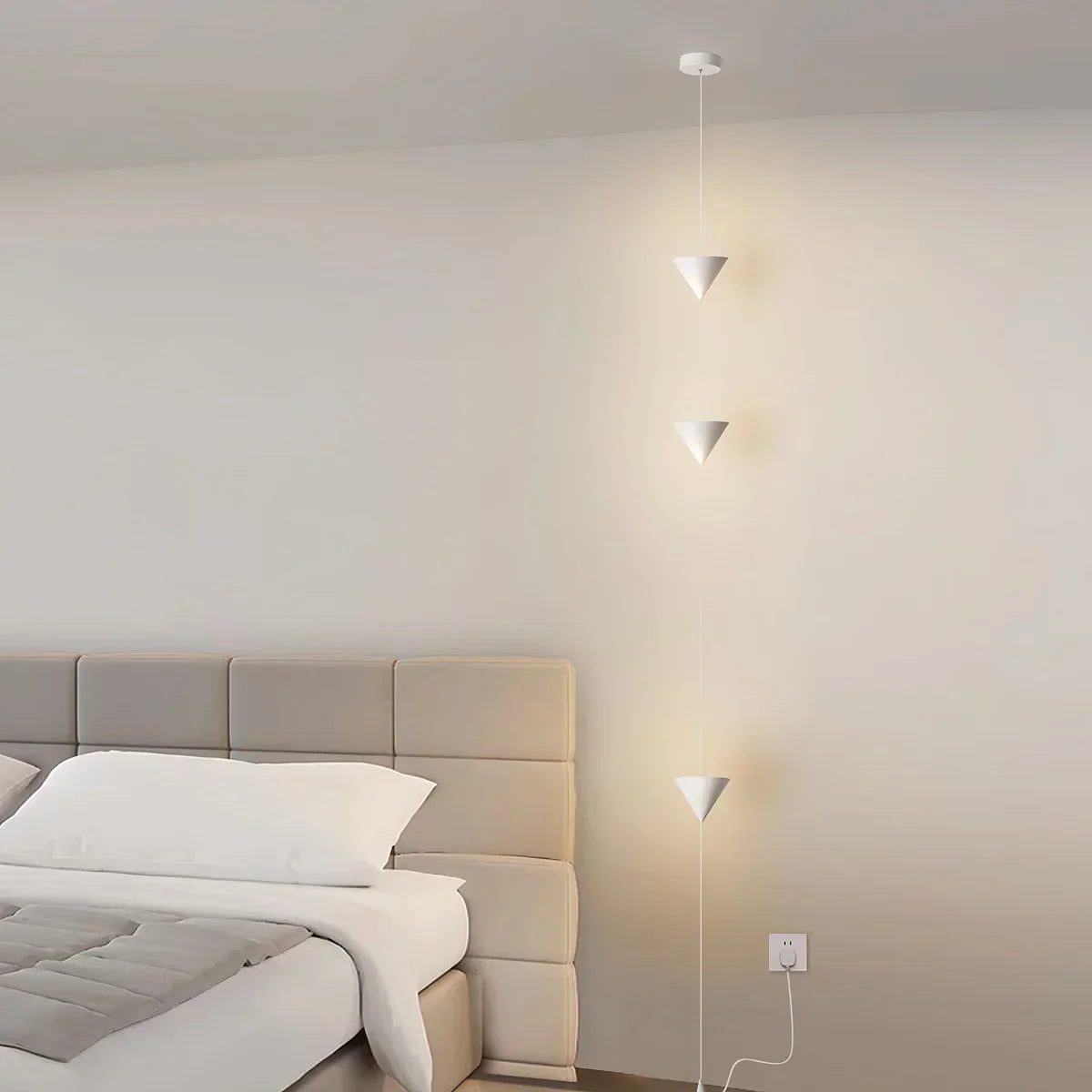 Cone Shaped Pendant Floor Lamp With Ambient LED Lighting
