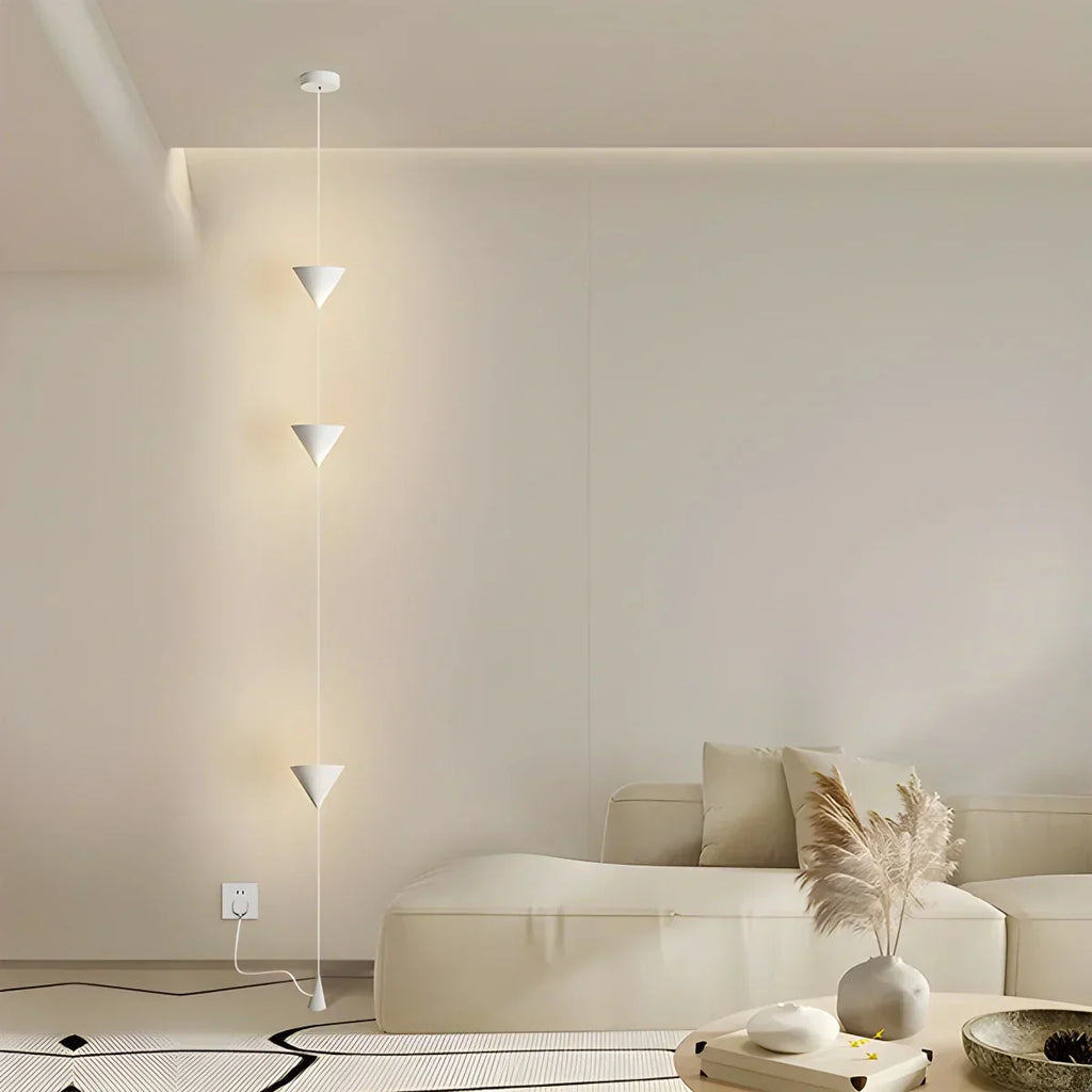 Cone Shaped Pendant Floor Lamp With Ambient LED Lighting