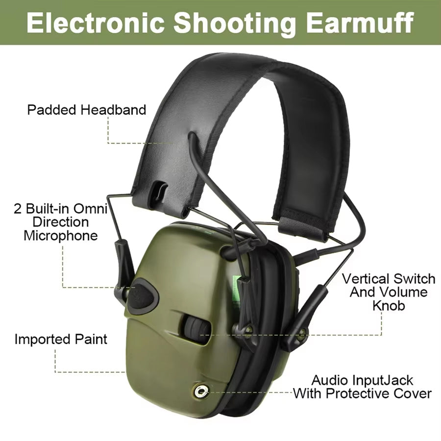 DecilMaxi Electronic Earmuffs For Shooting With 0.1 Second Noise Suppression