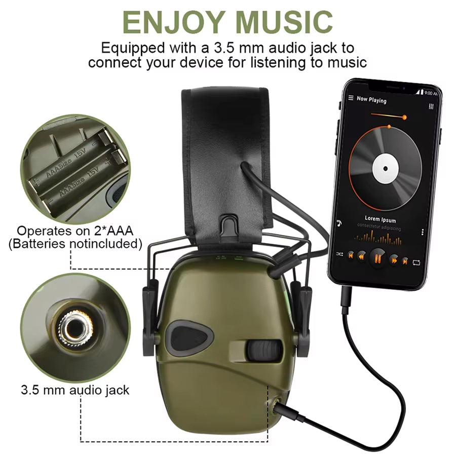 DecilMaxi Electronic Earmuffs For Shooting With 0.1 Second Noise Suppression