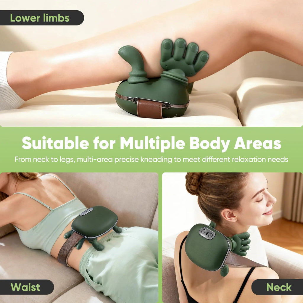 Neck Massager With Deep Kneading And Electric Heat, 3 Intensity Levels, Portable Pillow