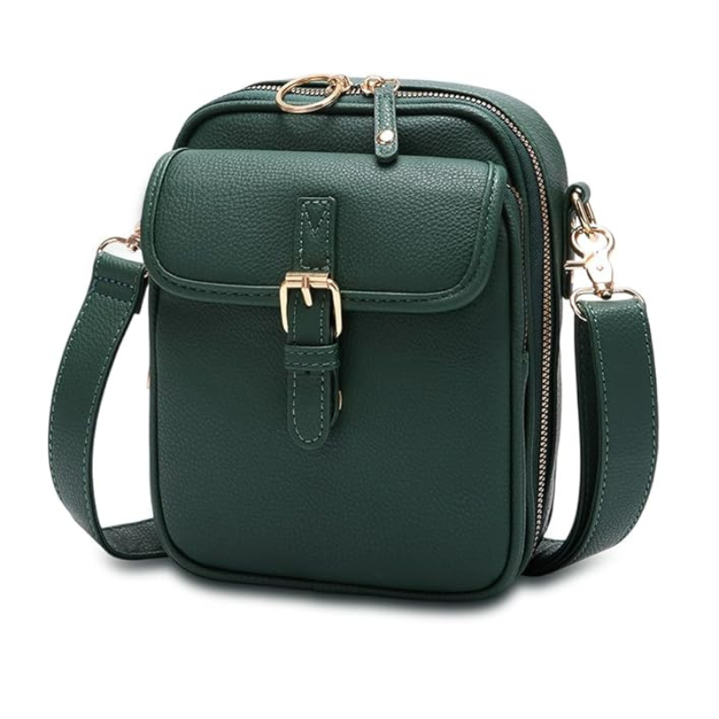 PU Leather Crossbody Bag With Dual Pockets And Zippers That Are Anti Theft