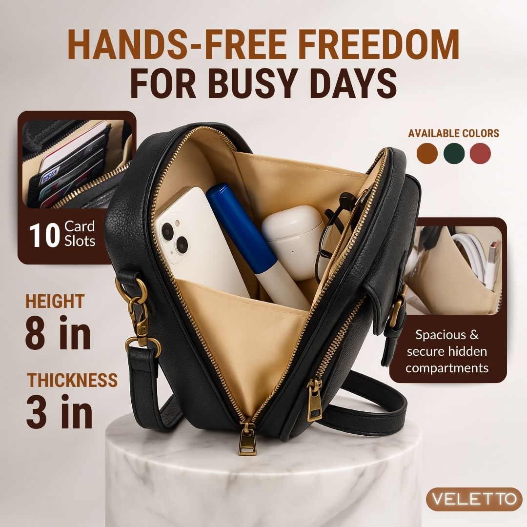 PU Leather Crossbody Bag With Dual Pockets And Zippers That Are Anti Theft