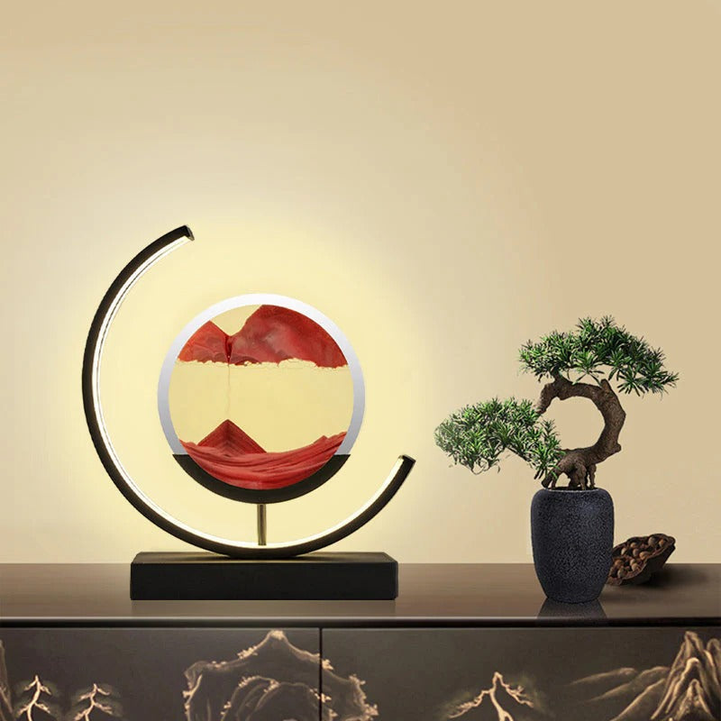 Hourglass LED Sand Art Light With Iron Frame For Stylish Home Ambiance