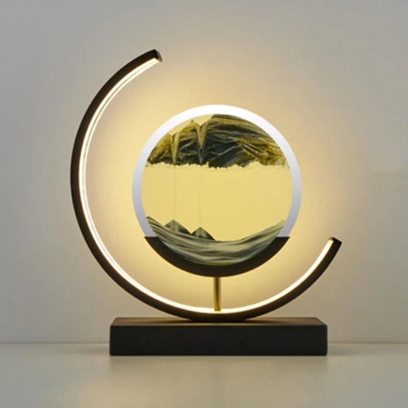 Hourglass LED Sand Art Light With Iron Frame For Stylish Home Ambiance