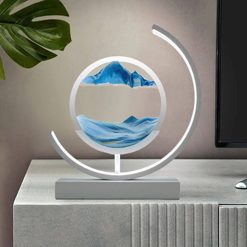 Hourglass LED Sand Art Light With Iron Frame For Stylish Home Ambiance