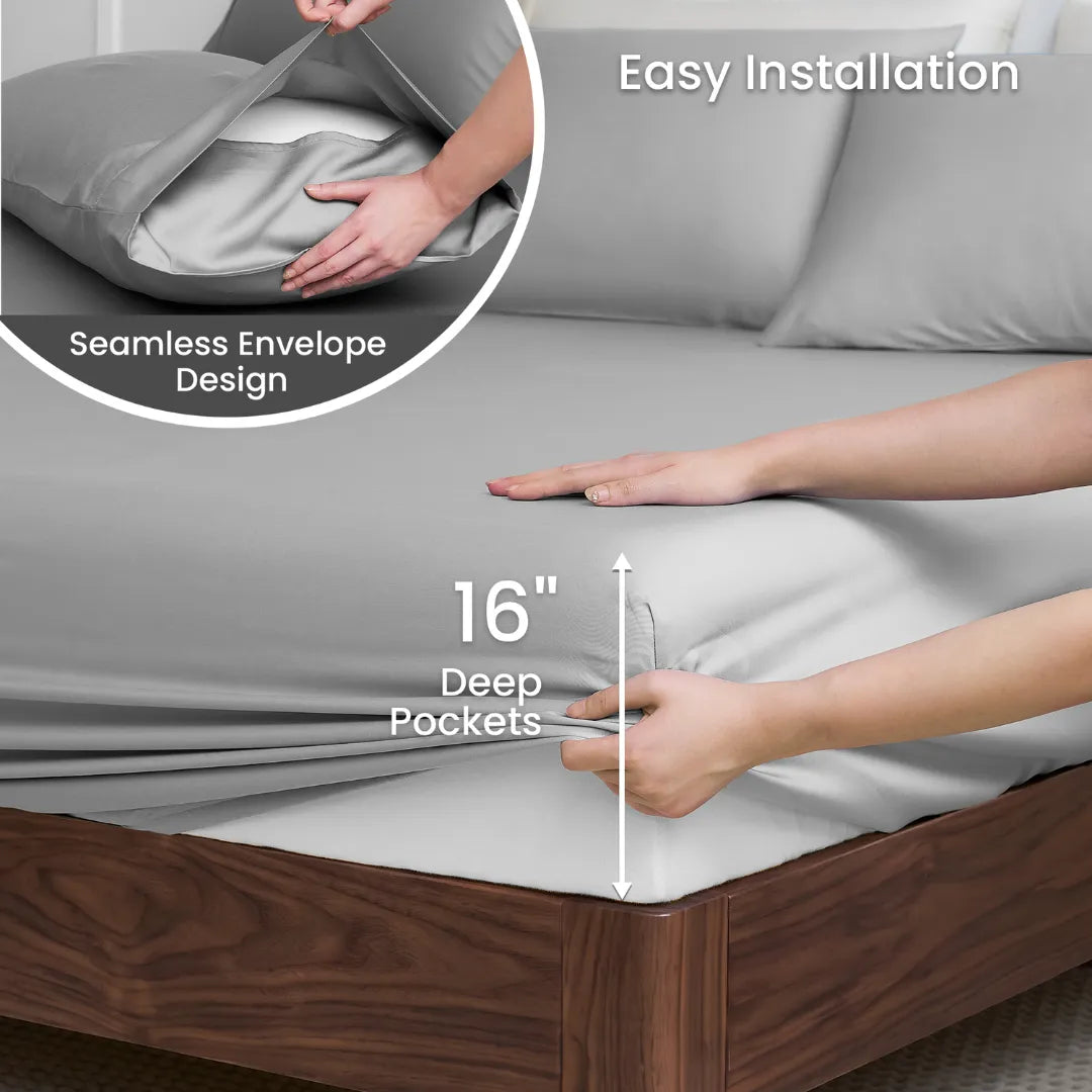 Moisture-Wicking Tencel Sheet Set For Cooler Breathable Sleep