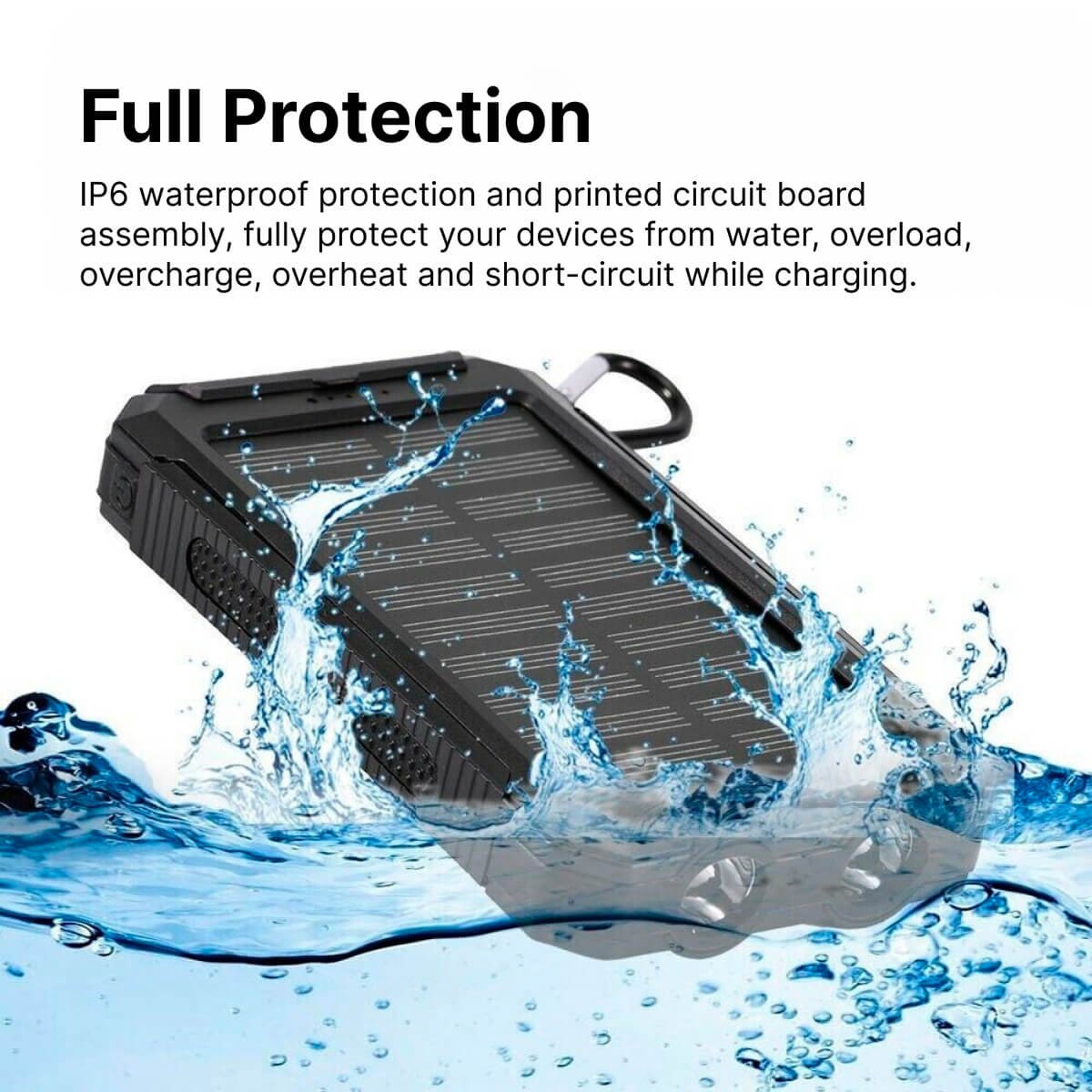 EcoCharge Solar Charger With USB Ports And LED Flashlight 500000mAh Outdoors