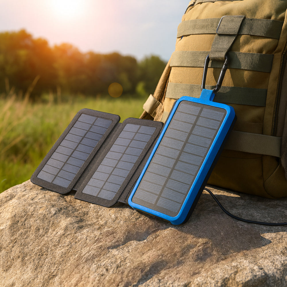EcoCharge 25000mAh Solar Power Bank With Foldable Panel Fast Charging For Adventures