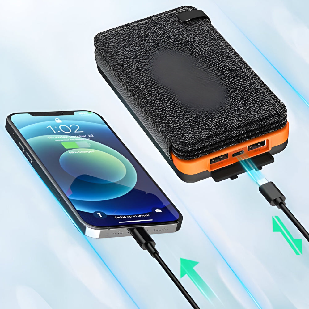 EcoCharge 25000mAh Solar Power Bank With Foldable Panel Fast Charging For Adventures