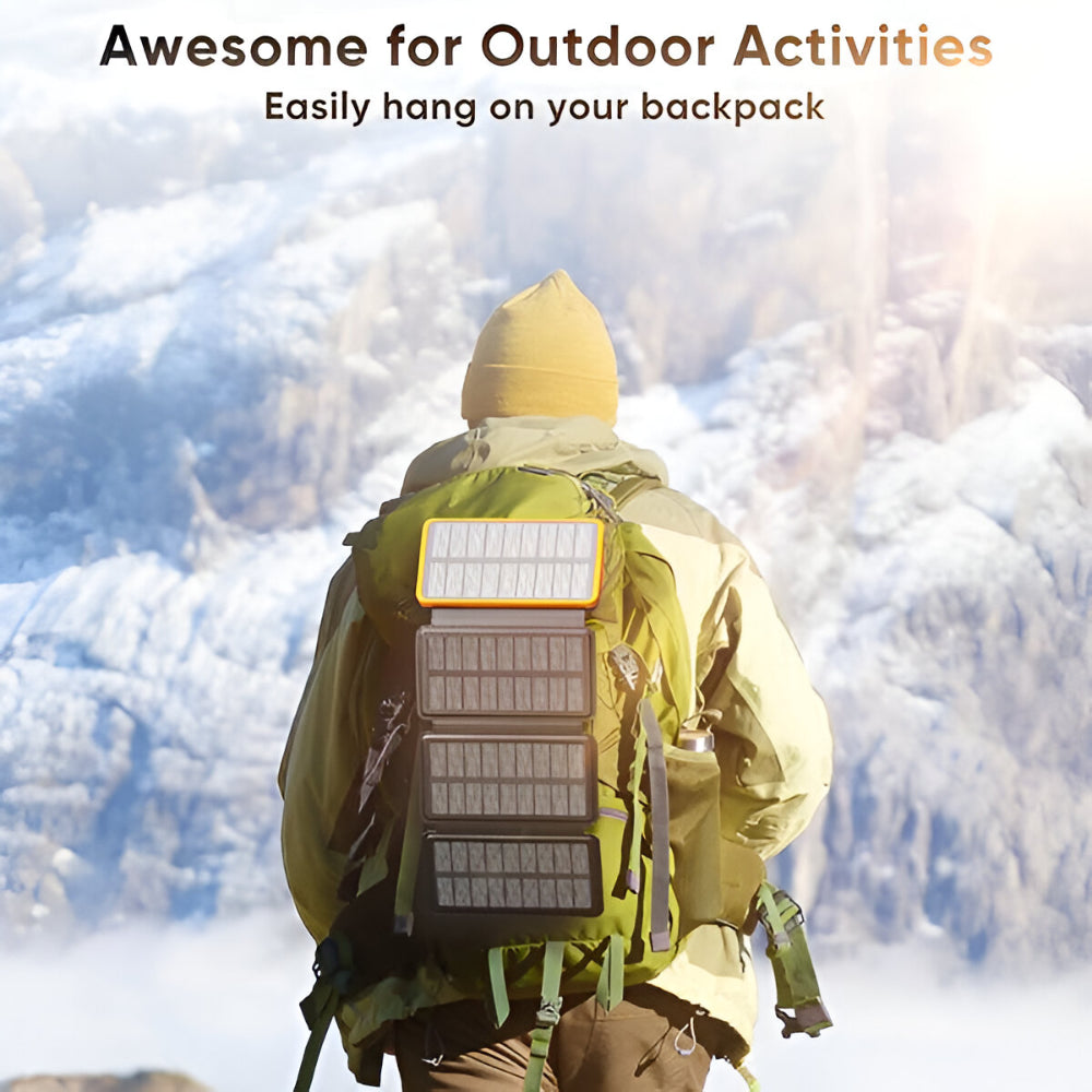 EcoCharge 25000mAh Solar Power Bank With Foldable Panel Fast Charging For Adventures