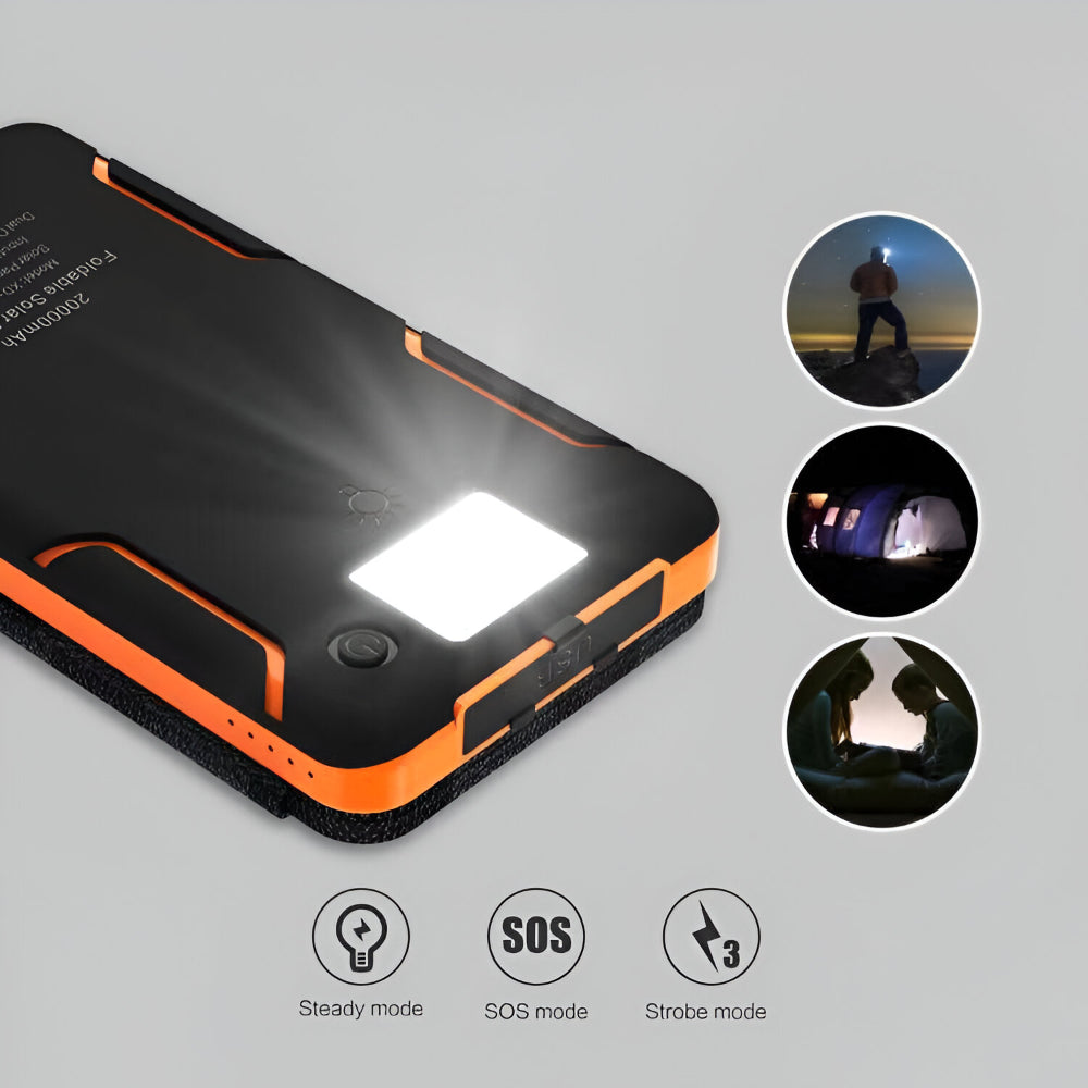 EcoCharge 25000mAh Solar Power Bank With Foldable Panel Fast Charging For Adventures