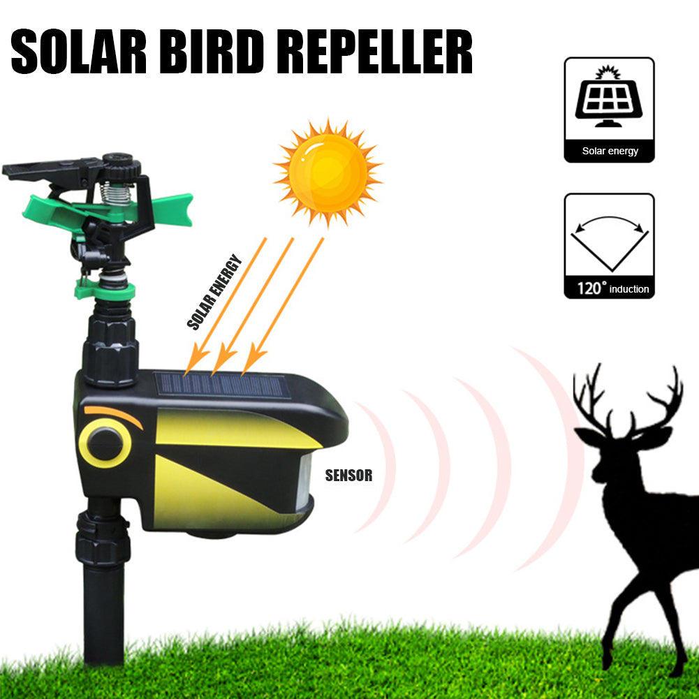 Solar Powered Motion Activated Adjustable Coverage Sprinkler For Garden Protection