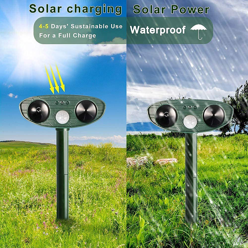 EcoGuard Solar Ultrasonic Rabbit Repeller With Flashing Lights For Gardens