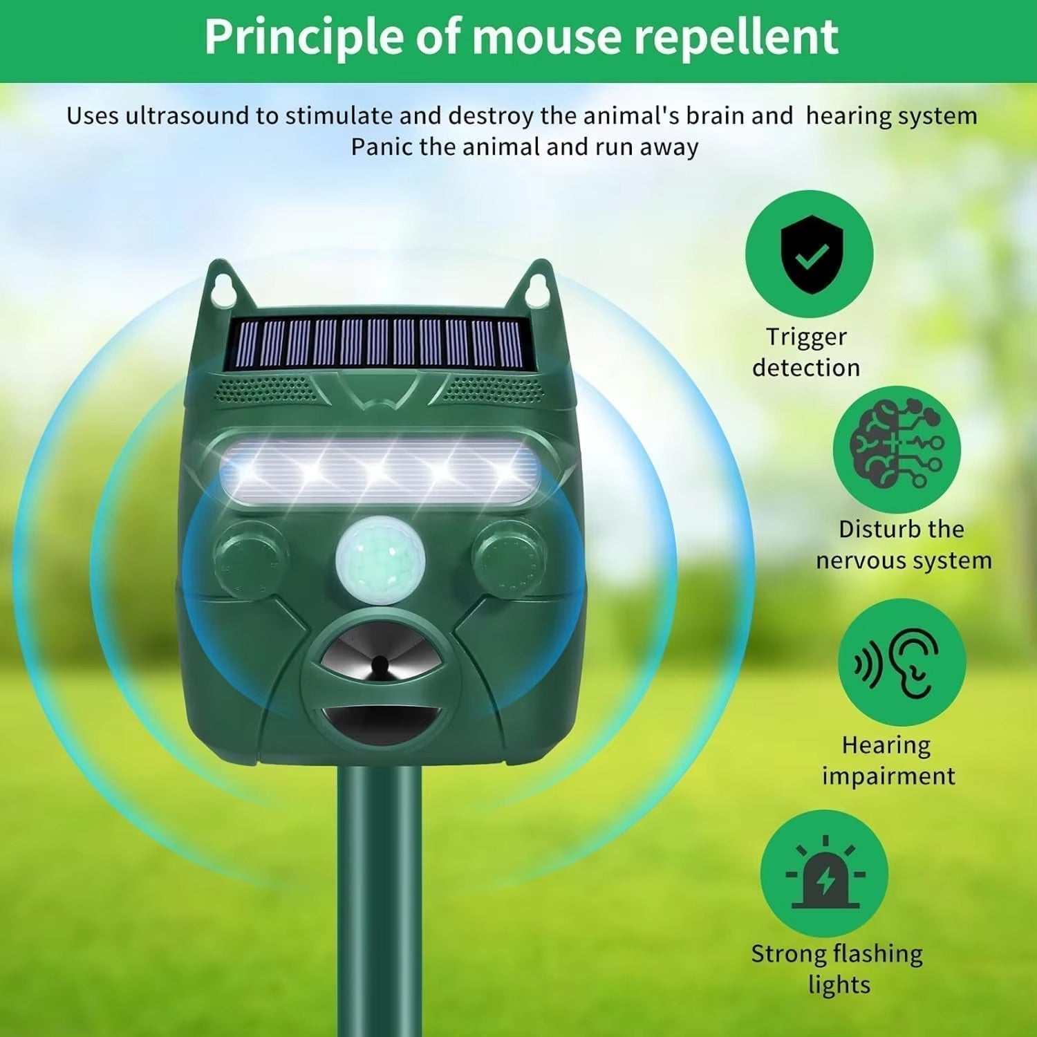 EcoGuard Ultrasonic Cat And Bird Deterrent Solar Powered Garden Protector